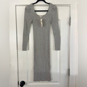 Miss Selfridge Ribbed Square Neck Midi Dress - US 4